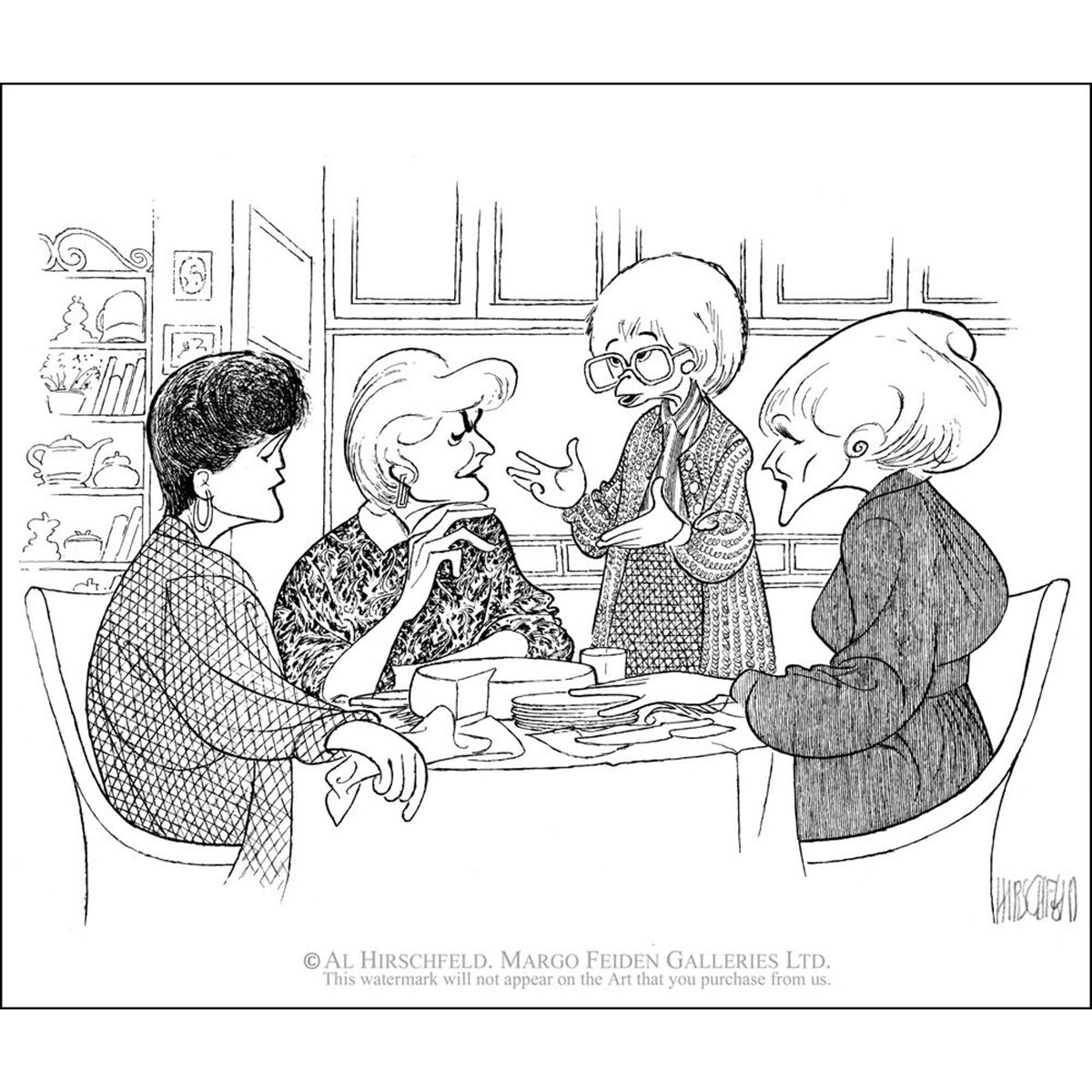 Al Hirschfeld's "The Golden Girls," Hand Signed by Al Hirschfeld, C of A, Ltd Ed, Rue McClanahan, Bea Arthur, Estelle Getty, and Betty White